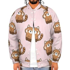 Leuke Rode Panda Grappige Mannen Baseball Jacket Gedrukt Jas Zacht Sweatshirt Voor Lente Herfst