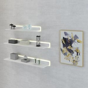 Floating Wall Shelves, With Built-in Illuminated LED Light Suitable For Home, School, Shopping Mall, Office Decorative Ornaments Use (Color : Bianco, Size : 120x20x6cm)