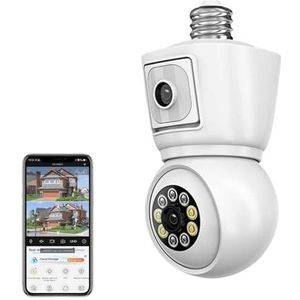 Beveiligingscamera Buiten MP E27 Dual Lens Lamp Camera APP 1080P Nachtzicht PTZ-camera Menselijk volgen CCTV-beveiligingsmonitor Tweerichtingsgesprekken Surveillance CCTV waterdichte camera (Color :