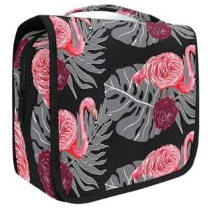 Hangende opvouwbare toilettas roze flamingo make-up reisorganizer tassen tas voor vrouwen meisjes badkamer