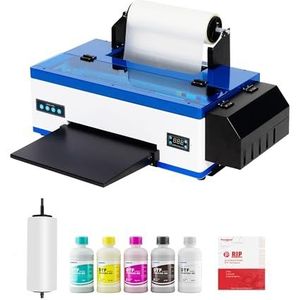 PUNEHOD DTF L1800 Transfer printer met rollader, DTF A3 directe voorverwarming naar film voor donkere en lichte kleding, wit, DTF A3 printer