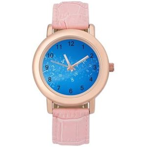 Blauwe Achtergrond Met Nummers Horloges Voor Vrouwen Mode Sport Horloge Vrouwen Lederen Horloge