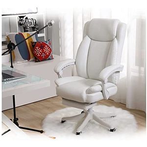 Bureaustoel Hoge Back Office Recliner Werkstoel Draaibare Compute Executive Bureaustoel Met Voetsteun Rugleuning Leunende Functie Ergonomisch Computerstoel (Color : White)