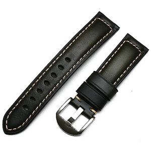 20mm 22mm 24mm 26mm handgemaakte Italiaanse bruine zwarte blauwe vintage lederen horlogeband band Compatibel met Panerai Huawei Mannen horlogeband (Color : Black, Size : 22mm)