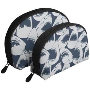 Make-uptas, cosmetische reistas 2 stuks draagbare clutch zakje set zakje organizer haai open mond grappig, zoals afgebeeld, Eén maat