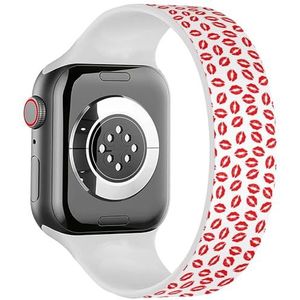 Solo Loop band compatibel met alle series Apple Watch 38/40/41mm (rode lippenstift kiss) rekbare siliconen band band accessoire, Siliconen, Geen edelsteen