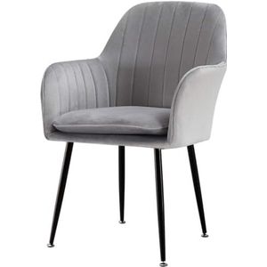 GODARM Moderne make-upkruk, eenvoudige rugstoel, ergonomisch ontwerp, metalen poten + comfortabel stoffen kussen, geschikt voor eetkamer/kantoorgebruik, ijzeren eettafel en stoelen (zwarte poten,