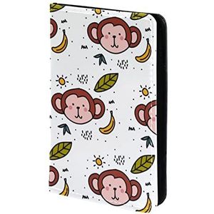 Monkey Doodle gele bananenbladeren paspoorthouder, paspoorthoes, paspoortportemonnee, reisbenodigdheden, Meerkleurig, 11.5x16.5cm/4.5x6.5 in