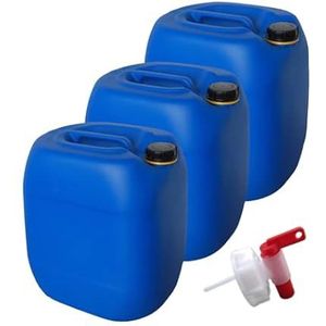3 stuks 30 liter jerrycans plastic jerrycan blauw DIN61 + kraan