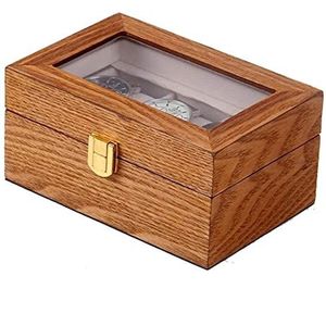 Horloge Opbergbox, Horloge Organizer Display Vintage Hout 3 Slots Horloge Box Case Organizer Display Houder Clear Top Afsluitbaar Kijkdoos(Color:Brown)