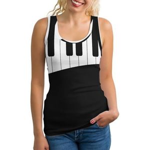 Zwart-wit Piano Keys Lichtgewicht Tank Top voor Vrouwen Mouwloze Workout Tops Yoga Racerback Running Shirts S