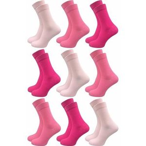 GAWILO Venessokken voor dames (9 paar), zonder elastische tailleband en zonder drukkende naad, sokken met comfortabele band, zacht en comfortabel, Roze tinten, 35-38 EU