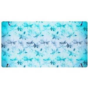 VAPOKF Romantische blauwe vlinder kunst bladeren patroon keuken mat, antislip wasbaar vloertapijt, absorberende keuken matten loper tapijten voor keuken, hal, wasruimte