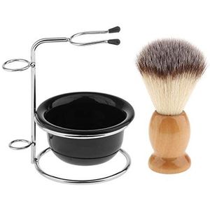 Scheermeshouder,. Scheermeshouder Praktische scheerborstelstandaard for heren, mode-kapper houten scheerkwasthouderset, mannelijke roestvrijstalen acrylkom Scheermesstandaardset