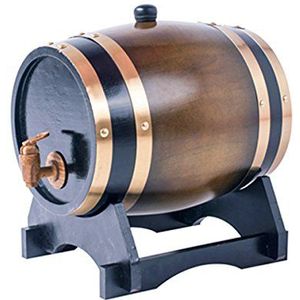 Eikenvat, hout, 3 liter, voor opslag of veroudering van wijn en sterke drank bruin