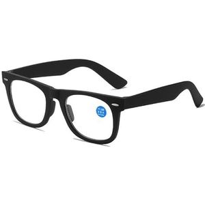 SHXSYN Modieuze progressieve multifocus-leesbril met groot montuur voor mannen en vrouwen, high-definition bril op afstand en close-leesbril met anti-blauw licht gebruik, Black Box, Multi focus+2.50