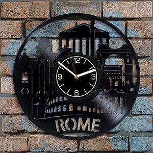 Rome Vinyl Record Wandklok Italië Decoratie 12 inch Wandklok Reizen Art Verjaardagscadeau voor Man Rome Muur Art Italië Wandklok Moderne Reizen Vinyl Klok Rome Art Xmas Gift voor Jongen