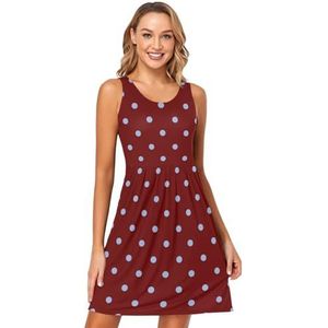LI ZHI XIN Dames Zomerjurken Ronde Hals Casual A-lijn Mouwloos Vest Jurken met Zakken Blauw Kleur Polka Dot, Meerkleurig, S