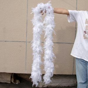 2Yard Kalkoenveer Boa voor DIY Craft Kerst Halloween Decor l Trouwjurk Carnaval feestkostuum 38-90g-Wit Zilverachtig-38-40 Gram