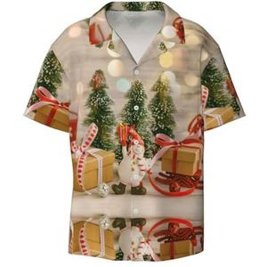 OdDdot Kerstboom bal sterren print heren jurk shirts atletische slim fit korte mouw casual business button down shirt, Zwart, XL