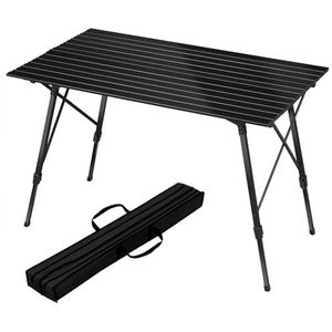 WOLTU Aluminium campingtafel, inklapbaar, vouwtafel, in hoogte verstelbaar, met draagtas en oprolbaar tafelblad, klaptafel, reistafel 4-6 personen, voor camping, tuin, balkon, 120 x 68,5 cm, zwart