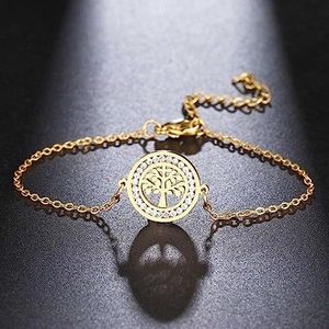 Armbanden for vrouwen Kristallen armband Levensboom Ronde armbanden Goud Kleur Verlovingsgeschenken Sieraden Nieuw