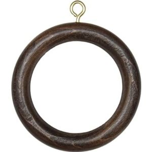 TENDAGGIMANIA Gordijn Curtain rings wood with curtain hooks color Walnut - 10 pieces suitable for curtsin rod diameter 35 mm - outer diameter of curtain rings: 70 mm