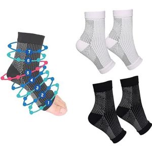 Tieberg Orthopedische compressiesokken voor heren en dames, 2 paar/4 paar, Orthoback sokken, compressiekousen, 2 paar - zwart + wit, 40/46 EU