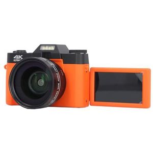 4K Digitale Camera voor Fotografie, 48 MP Vlogcamera met 3 Inch 180 Graden Flip-scherm, Reiscamera met 16x Digitale Zoom, voor Beginners (ORANGE)