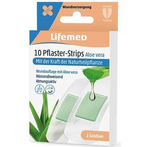 Lifemed - 10 pleisterstrips wit aloë vera 2 maten, met de kracht van de natuurgeneeskrachtige plant - in voordelige en praktische 4-pack (40 pleisters)