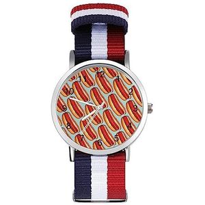 Hot Dog Schilderij Automatisch Horloge Voor Mannen Vrouwen Mode Quartz Horloge Armband Polshorloge voor Thuiskantoor