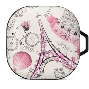 Romantisch Parijs Eiffeltoren Oordopjes Hoesje Compatibel met Samsung Hard Shell Beschermhoes Zwart-Stijl