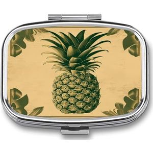 Vintage Welkom Ananas Pil Doos Pil Organizer Pil Case 2 Compartiment Geneeskunde Pil Organizer Kleine Pil Case Pil Container Pillenhouder Leuke Pillendoos Mini Pillendoosje