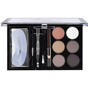 Wenkbrauwpoeder Contour Bagima 6 Kleuren Wenkbrauw Contour Poeder Kit met Wenkbrauwborstel Wenkbrauwstencil Professionele Wenkbrauwpoeder Make Up Set (# 1 kleur:)