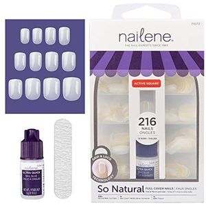 Nailene Kunstnagels, volledige dekking, kort, vierkant, 216 nagels