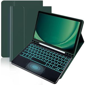 Toetsenbordhoes voor iPad (A16) 11e/10e generatie 2022/2025, 7-Kleuren Achtergrondverlichting, Magnetisch Afneembaar Draadloos Toetsenbord met S-Penhouder,Dark green