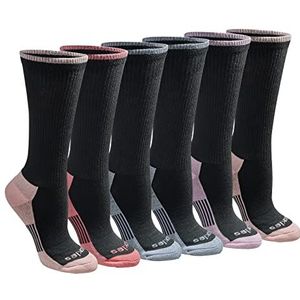 Dickies Women's Dri-Tech Essential Moisture Control Crew Socks, Available in S-XL (6, 12, Black with Bluish (6 Pairs), Large