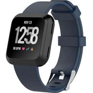 Strap-it silicone band - donkerblauw - Geschikt voor Fitbit Versa/Versa 2 - Afmetingen: Maat L