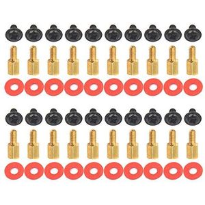 ZEPFJHE Gouden Moederbord Riser+Phillips Flat voor Hoofd Schroeven Computer Rode Ringen 6.5mm 6-32-M3 Messing Standoff 20