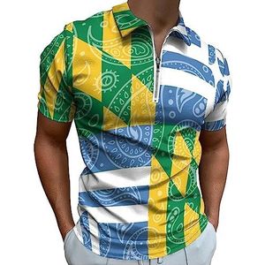 Paisley Maryland Stijl Portland Vlag Polo Shirt voor Mannen Casual Rits Kraag T-shirts Golf Tops Slim Fit