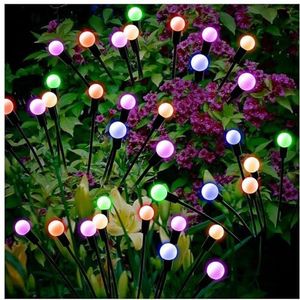 MeLtor Firefly Lichten, 4 Pack 6 8 10 LED Solar Outdoor Tuinverlichting, Waterdichte IP65 Led Firefly Lights, voor Tuinpaden, Kleurrijk - 8LED