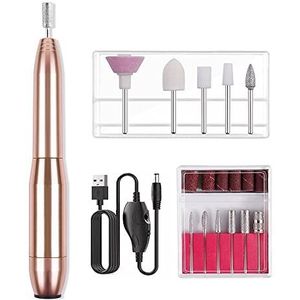 Elektrische nagelvijl, elektrische nagelboor elektrische nagelboormachine 20000 tpm manicure machineset professionele nagelvijl bits molen voor manicure pedicure gereedschap (kleur: goud USB )