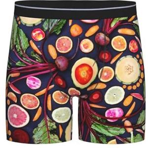 GRatka Boxer slips, heren onderbroek boxer shorts been boxer slips grappig nieuwigheid ondergoed, veganistisch levend fruit groenten print, zoals afgebeeld, XXL