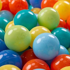 KiddyMoon 50 ∅ 7cm kinderballen speelballen voor ballenbad baby plastic ballen made in eu, lichtgroen/oranje/turquoise/blauw/babyblauw/geel