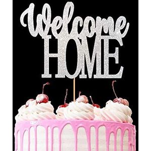 WELCOME HOME Taarttopper Glitter Cardstock Party Gunst Party Decoratie Cake Toppers (WIT)