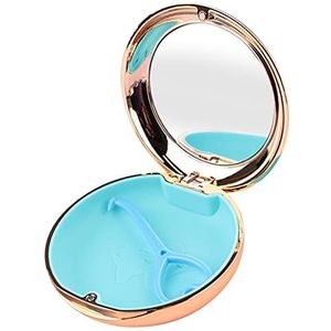 Courtieyeardceastea Travel Retainer Case met Spiegel Mond Guard Case Bescherming met Vent Gaten Wit, Gouden Champagne, 8.7x2.7x8.7cm, als beschrijving