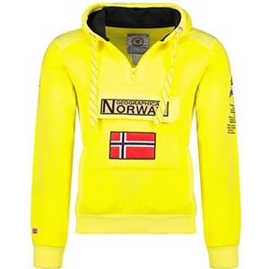 Geographical Norway Gymclass Heren - Heren Kangoeroezak Hoodie - Heren Logo Sweatshirt Sweater Jas met kap - Sweatshirt Hoody Lange Mouw - Hoodie Sport Regulier, Neon geel, XL