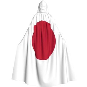 Bxzpzplj Japanse vlag mantel met capuchon voor mannen en vrouwen, volledige lengte Halloween maskerade cape kostuum, 185 cm