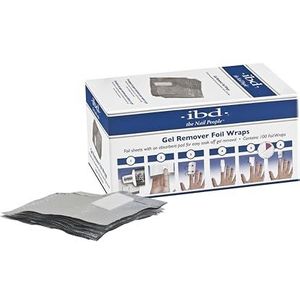 IBD Gel Remover Foil Wraps 100 stuks – nagellakverwijderaar met geïntegreerde katoenen pad – met pluisvrije wattenschijfjes – aluminiumfolie nagellakpads