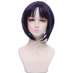 DieffematicJF Pruik Short Straight Hair Wig Cover Simulated Scalp Head Cover Purple Wig